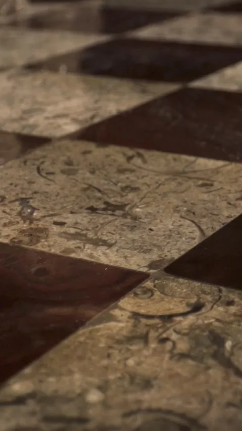 Checkerboard marble floor with smooth slider camera movement 動画素材 340482521