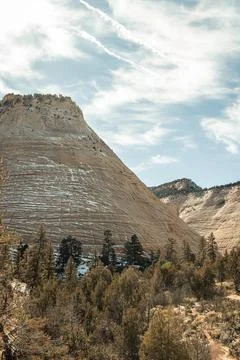 Checkerboard mesa is one of the first things you will see as you enter zion.. Stock Photos