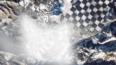 Checkerboard pattern in Idaho forest, satellite view Stock Footage 107781168
