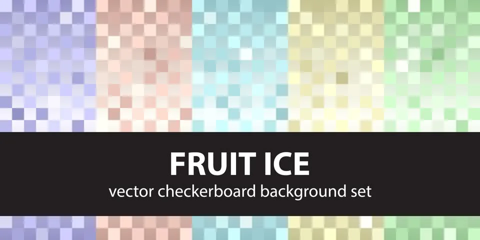 Checkerboard pattern set "Fruit Ice". Vector seamless backgrounds Stock Illustration