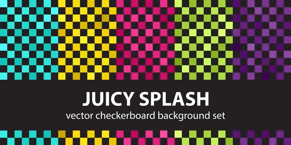 Checkerboard pattern set "Juicy Splash". Vector seamless backgrounds Stock Illustration