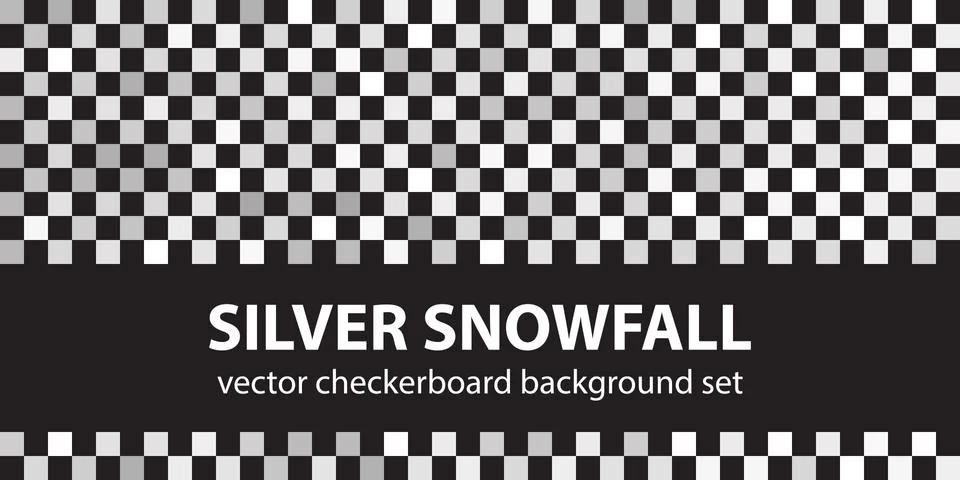 Checkerboard pattern set Silver Snowfall. Vector seamless backgrounds Stock Illustration