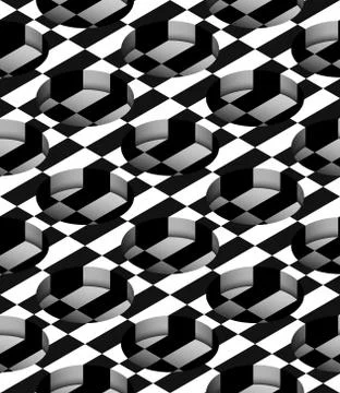Checkered 3D Cylindrical Holes Vector Seamless Pattern Stock Illustration