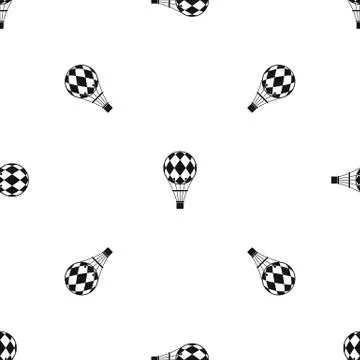 Checkered air balloon pattern seamless black Stock Illustration