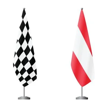 Checkered and Austria flags on flagpoles for official ceremonies and meetings Stock Illustration