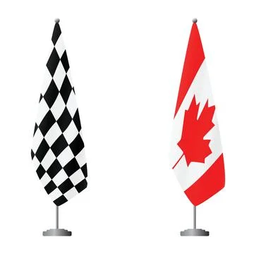 Checkered and Canada flags on flagpoles for official ceremonies and meetings Stockillustratie
