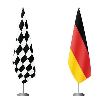 Checkered and Germany flags on flagpoles for official ceremonies and meetings Stockillustratie