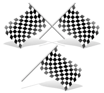 Checkered and single racing flags with shadows. Checkered racing flags. 스톡 일러스트