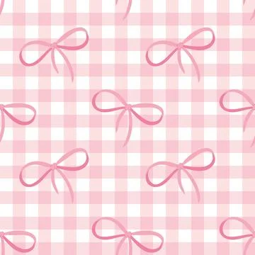 Checkered background with bows in pink Stock Illustration