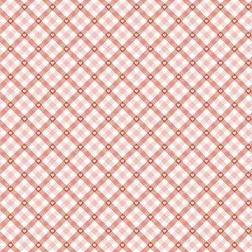 Checkered background with hearts Stock Illustration