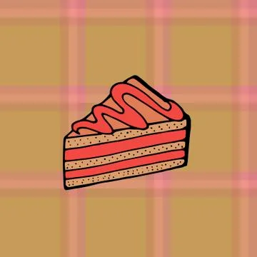 Checkered background with piece of cake. Seamless pattern for your design. Stock Illustration
