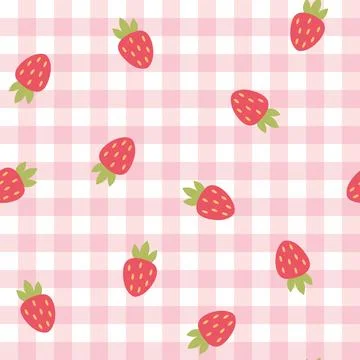 Checkered background with strawberries Stock Illustration