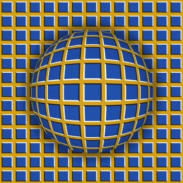Checkered ball rolling along the checkered surface optical illusion Stock Illustration