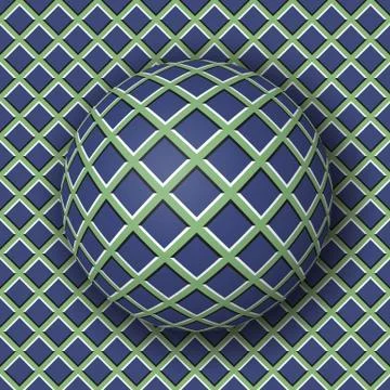 Checkered ball rolling along the checkered surface. Optical illusion Stock Illustration