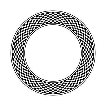 Checkered circle frame with black and white alternating squares vector Stock Illustration