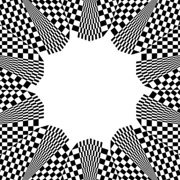 Checkered circular element. Abstract monochrome graphic with squared, checker Stock Illustration
