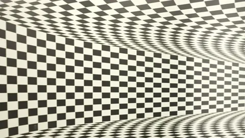 Checkered empty space in black and white. optical illusion, pattern Video stock 156776540