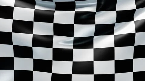 Checkered finish flag background. Wavy cloth. 3d render illustration Stock Illustration