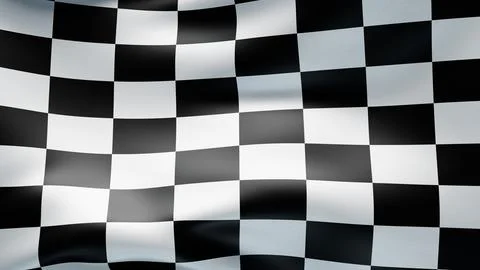 Checkered finish flag background. Wavy cloth. 3d render illustration Stock Illustration