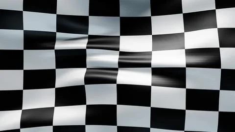 Checkered finish flag background. Wavy cloth. 3d render illustration Stock Illustration