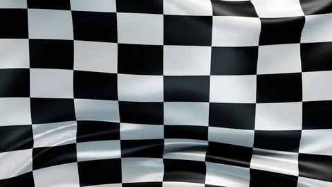 Checkered finish flag background. Wavy cloth. 3d render illustration Illustrazione stock