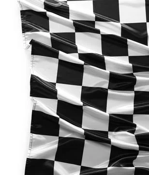 Checkered finish flag isolated on white, top view 스톡 사진