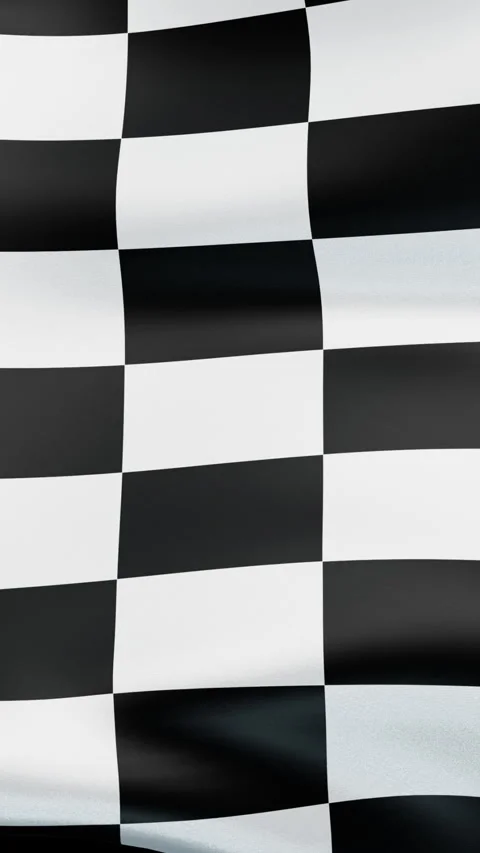 Checkered finish flag waving, Competition concept. 3d render animation. Vertical Stock Footage 324759489