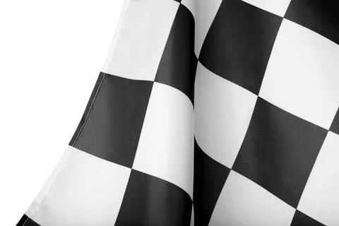 Checkered finish flag on white background, closeup Stock Illustration