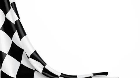 Checkered finish flag on white background. Space for text. 3d render 스톡 일러스트