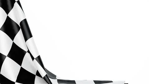 Checkered finish flag on white background. Space for text. 3d render 스톡 일러스트
