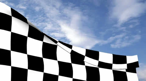Checkered flag against blue sky Stock Footage