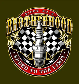 Checkered flag background spark plug Stock Illustration