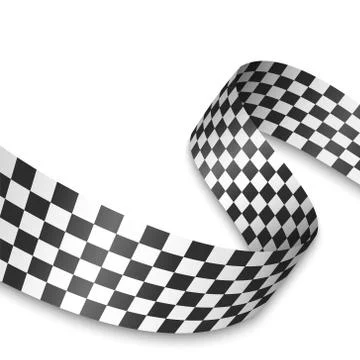 Black and white checkered auto racing flags and finishing tape vector