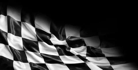 Checkered flag on black Stock Illustration