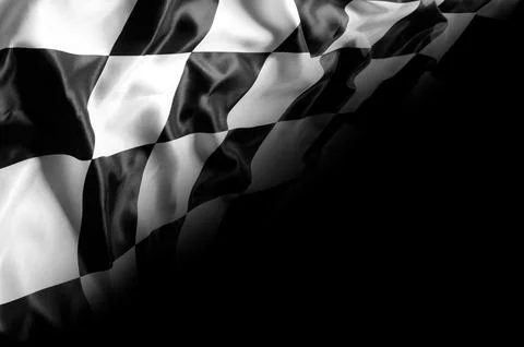Checkered flag on black 스톡 사진