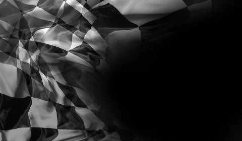 Checkered flag on black 스톡 사진