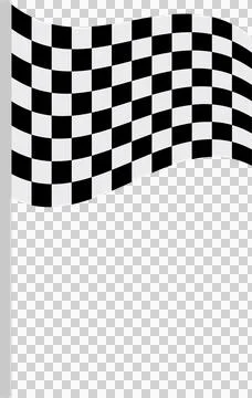 Checkered flag blowing on a pole. Represents victory, racing, speed, and co.. Stock Illustration