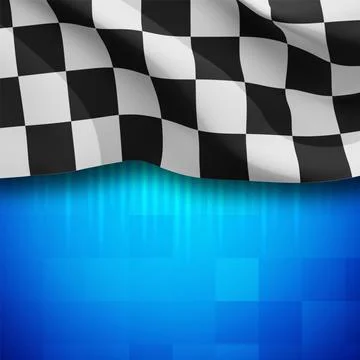 Checkered flag on blue background. Rally flag. Background of racing sport Stock Illustration