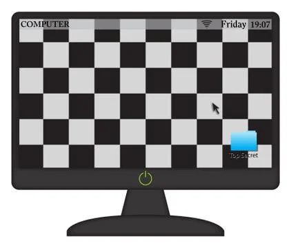 Checkered Flag Computer Screen With On Button Illustrazione stock