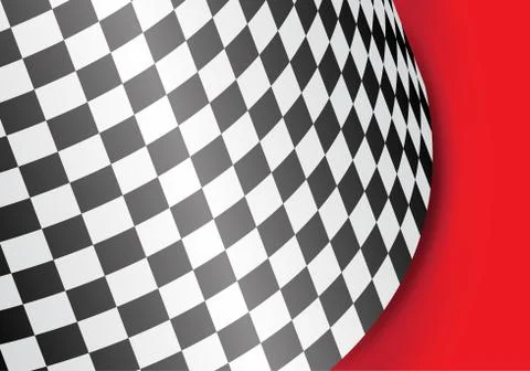 Checkered flag curve on red design for race background vector. Stock Illustration