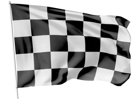 Checkered flag on flagpole Illustrazione stock