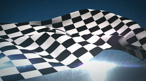 Checkered flag in flashing arena Stock Footage 47576949