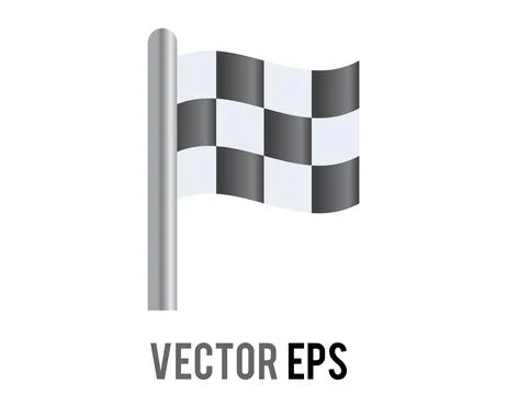 Checkered flag icon waving on a pole, symbolizing victory and the end of a ra 库存插图