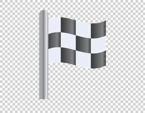 Checkered flag icon waving on a pole, symbolizing victory and the end of a ra Illustrazione stock