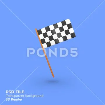 Checkered flag isolated 3d render icon illustration Modello PSD