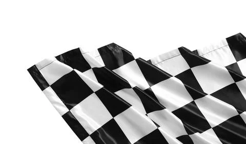 Checkered flag isolated on white, top view Foto stock