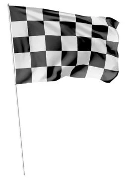 Checkered flag on long flagpole Stock Illustration