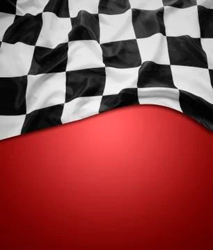 Checkered flag on red Stock Photos