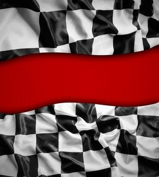 Checkered flag on red Stock Photos