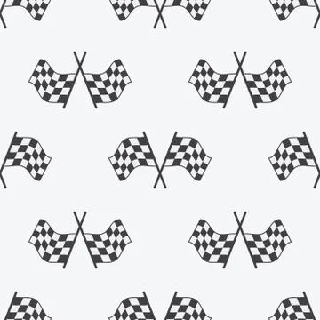 Checkered Flag seamless pattern, racing flags icon and finish ribbon. Sport a Stock Illustration